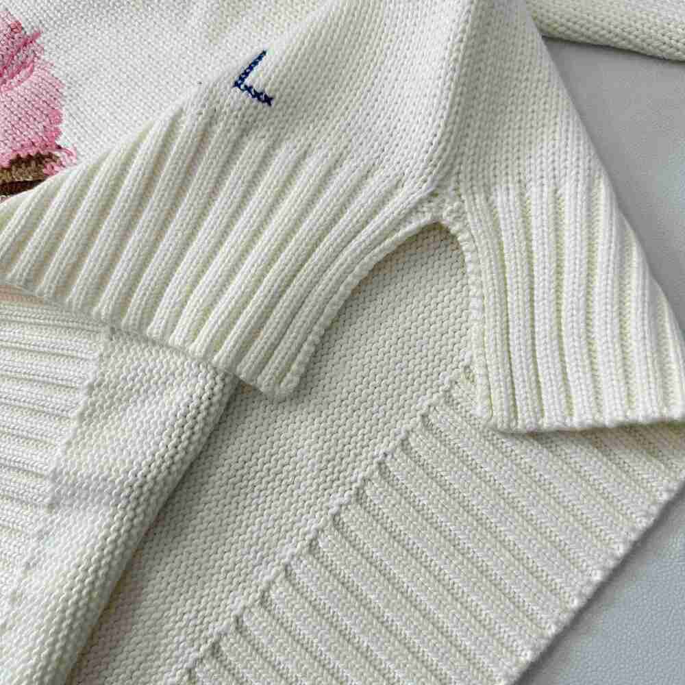 Polo Ralph Lauren White Pink Outfit Bear Crewneck Knit Sweater - Picture 6 of 7
